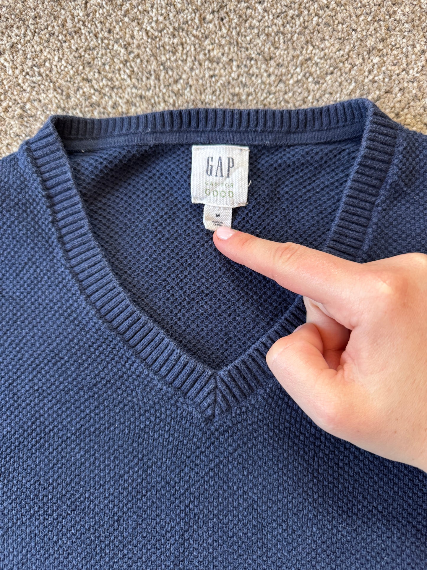 Medium Gap Navy V-Neck Jumper
