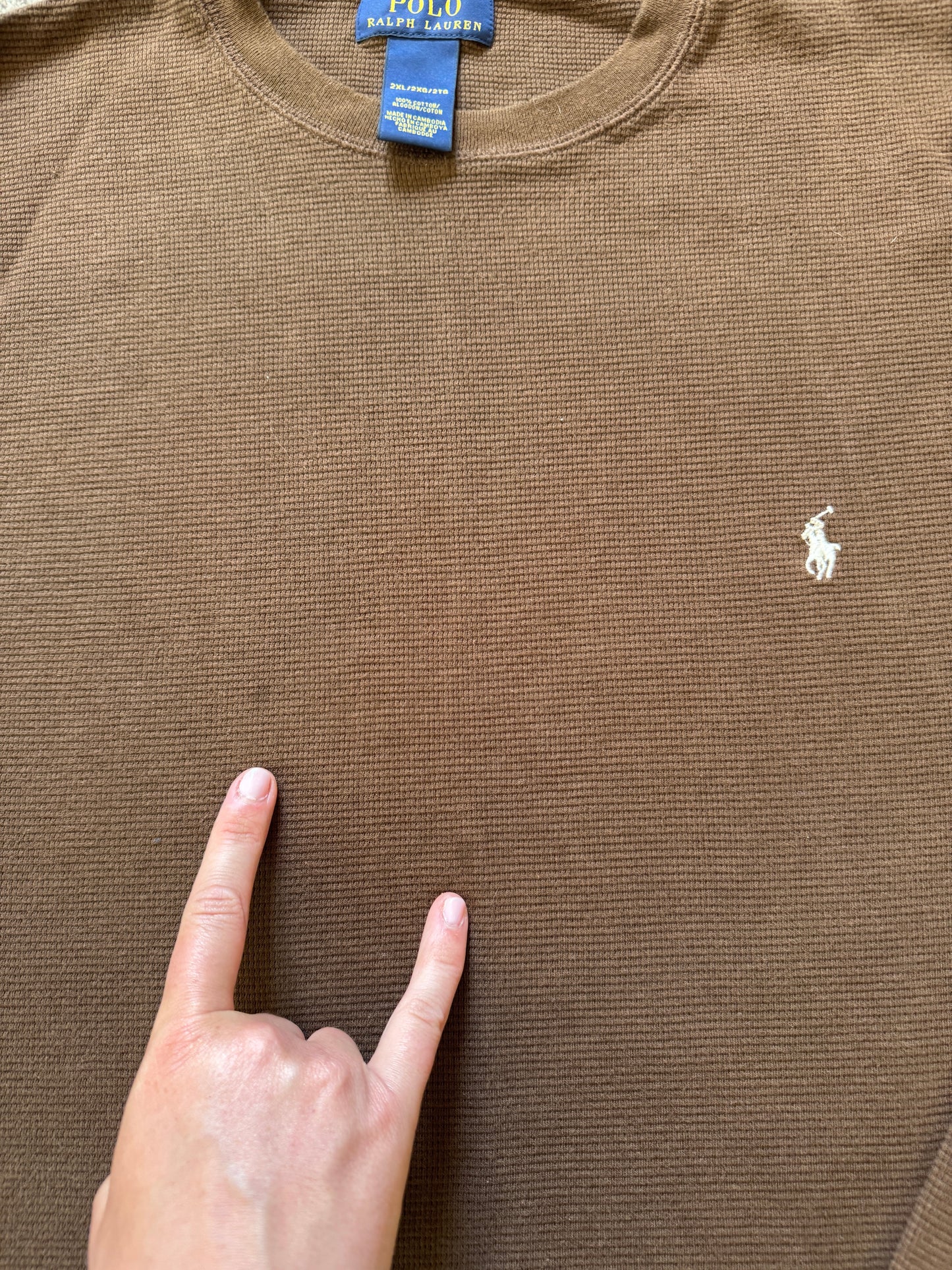 XXL Ralph Lauren Brown Waffle Thin Sweatshirt