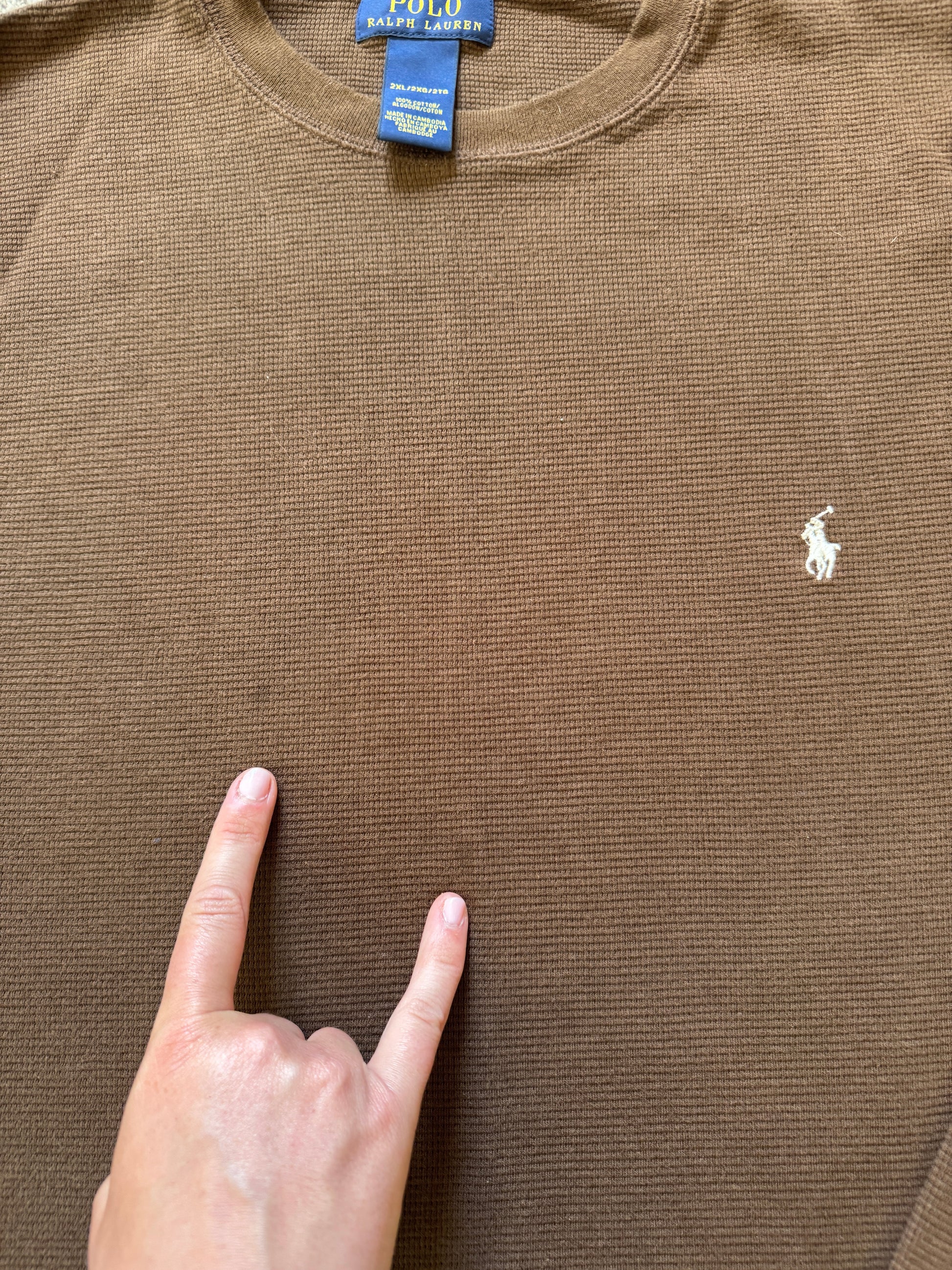 XXL Ralph Lauren Brown Waffle Thin Sweatshirt