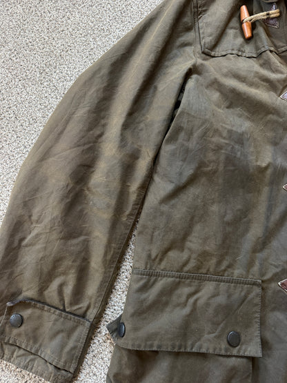 Medium Barbour Olive Green A651 Classic Duffle Waxed Jacket