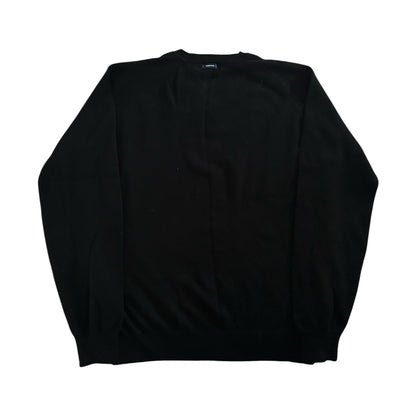 Medium Nautica Black Argyle V-Neck Wool Blend Jumper