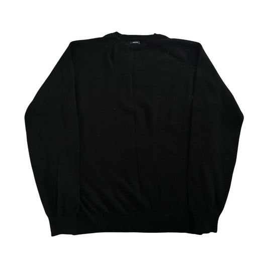Medium Nautica Black Argyle V-Neck Wool Blend Jumper