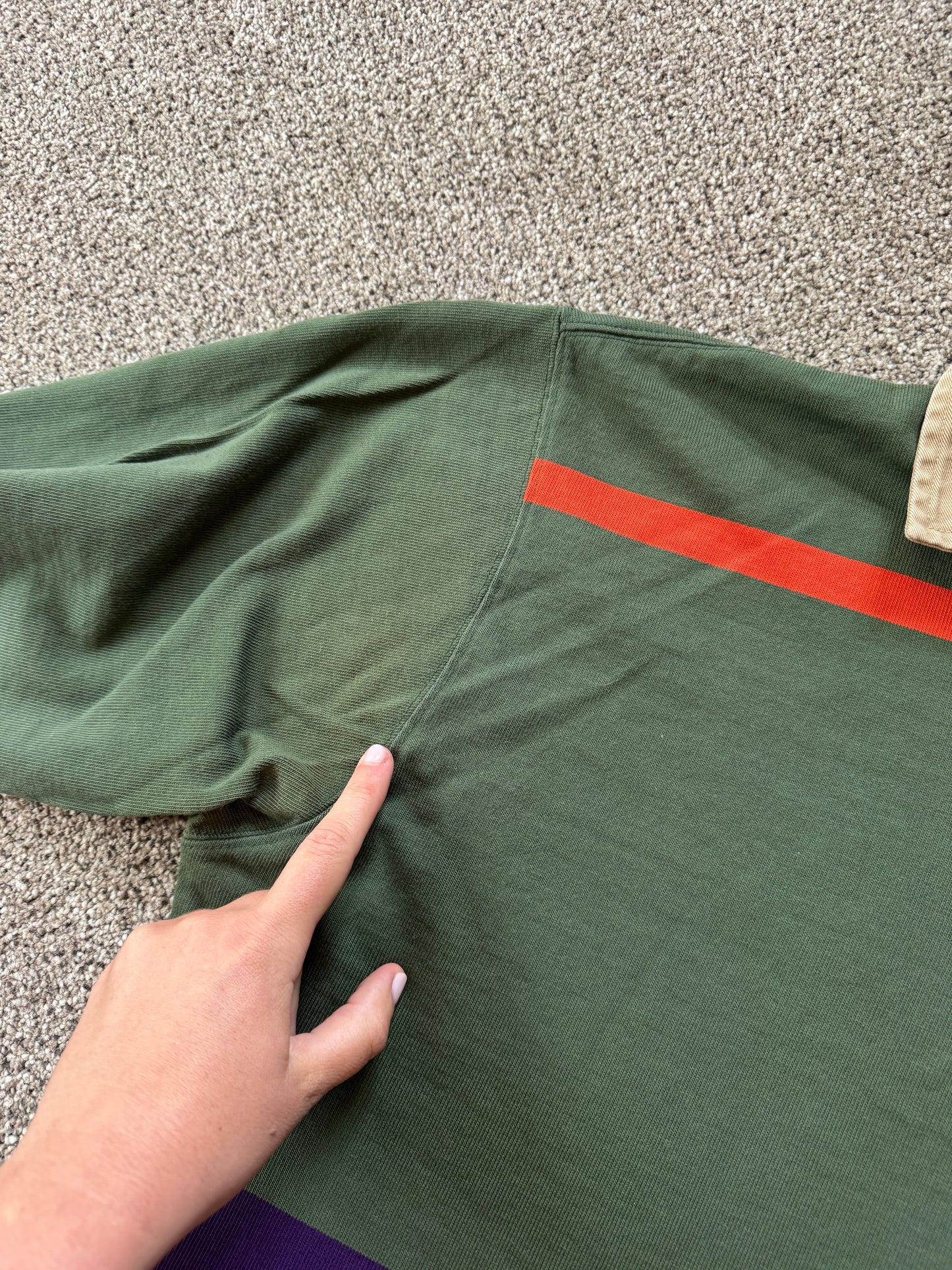 Medium Ralph Lauren Green, Purple and Orange Rugby Shirt
