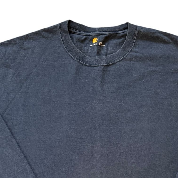 XXL Carhartt Navy Long Sleeved Spellout T-Shirt