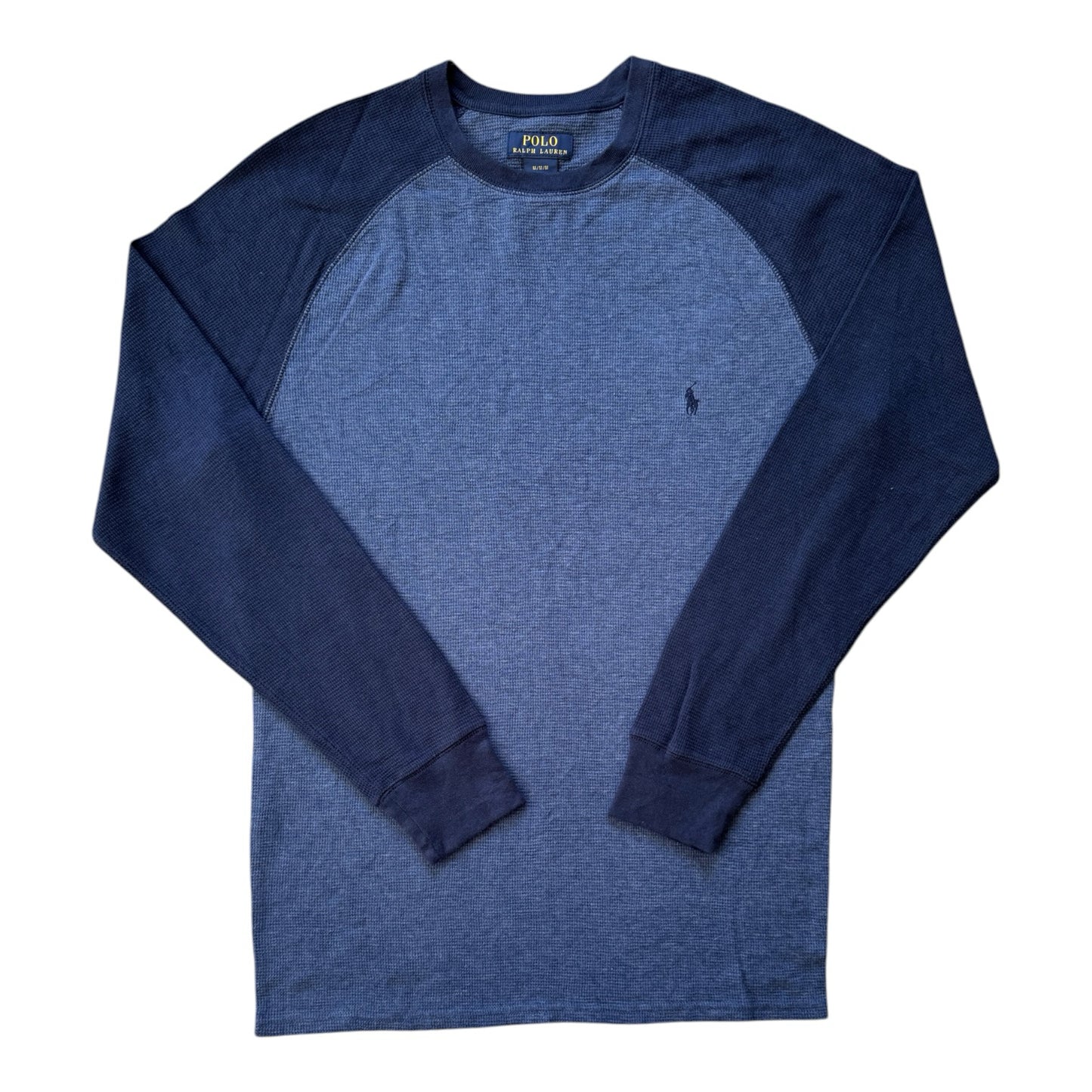 Medium Ralph Lauren Blue and Navy Waffle Knit Sweatshirt