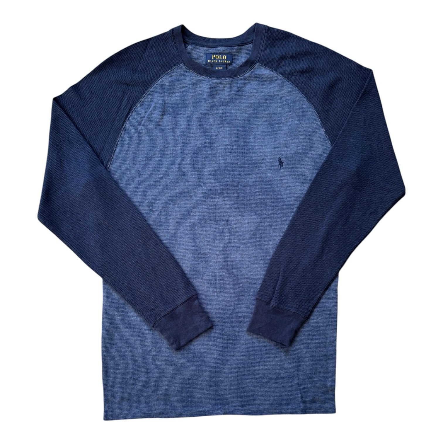 Medium Ralph Lauren Blue and Navy Waffle Knit Sweatshirt