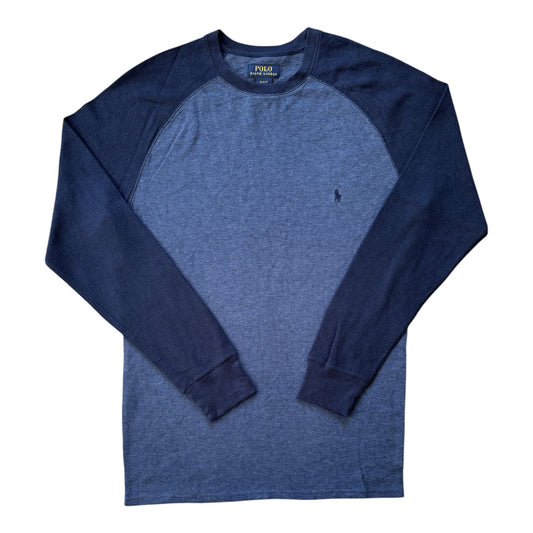 Medium Ralph Lauren Blue and Navy Waffle Knit Sweatshirt