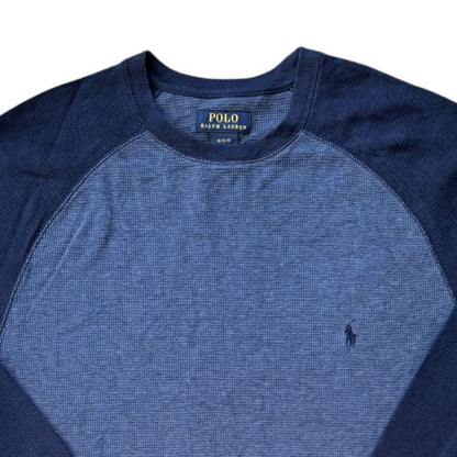 Medium Ralph Lauren Blue and Navy Waffle Knit Sweatshirt