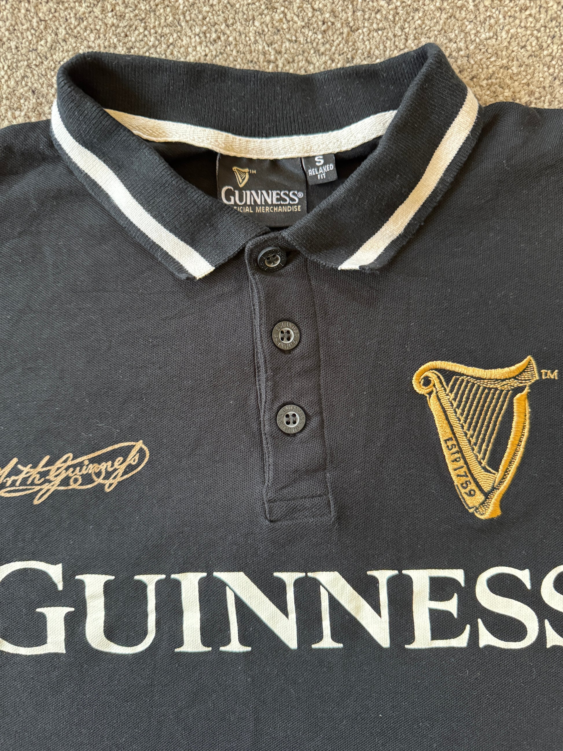 Small Guinness Black Polo Shirt