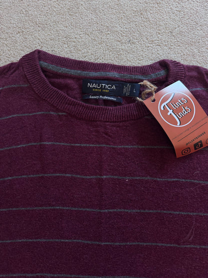 Large Nautica Plum Purple and Grey Knitted Jumper