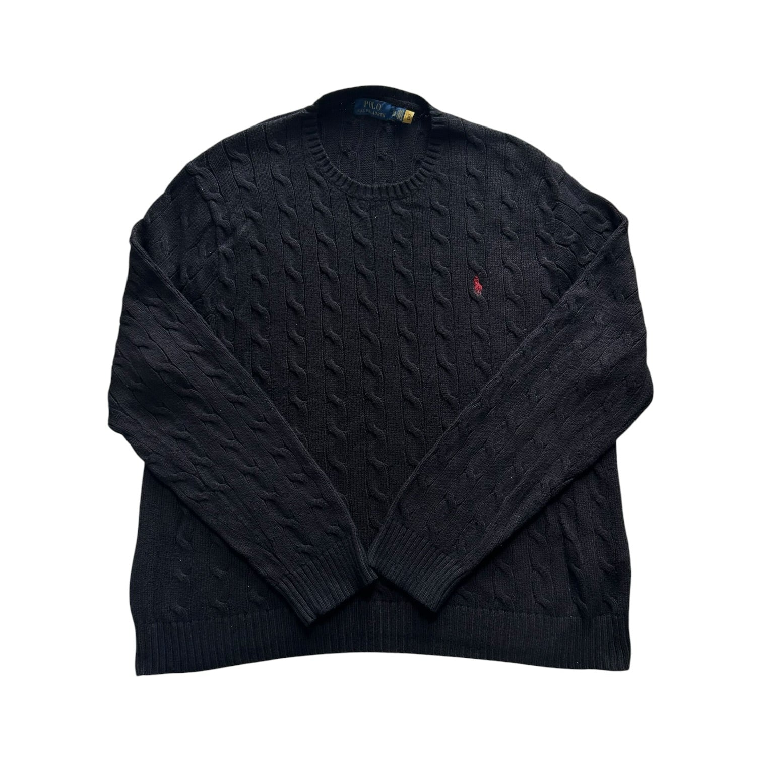 XXL Ralph Lauren Black Cable Knit Jumper