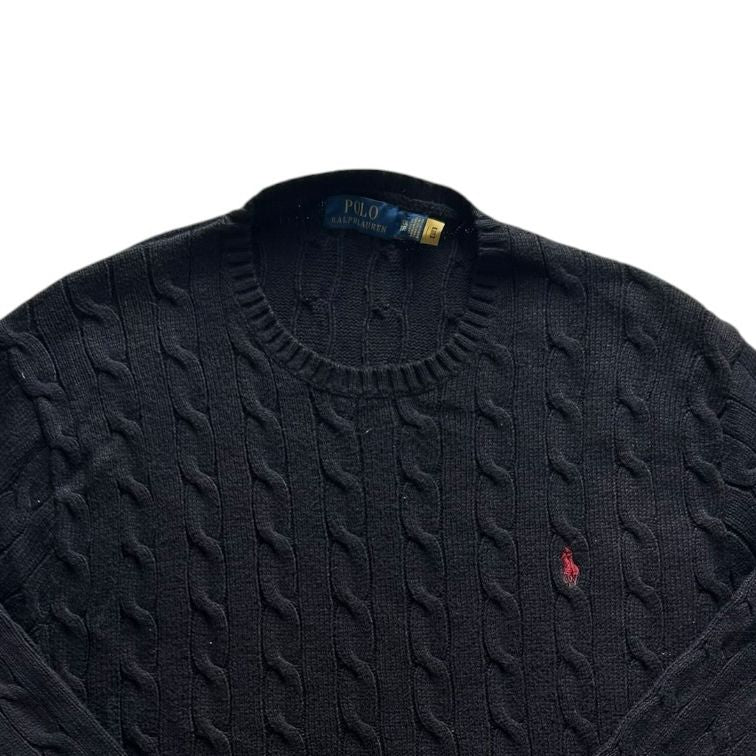 XXL Ralph Lauren Black Cable Knit Jumper