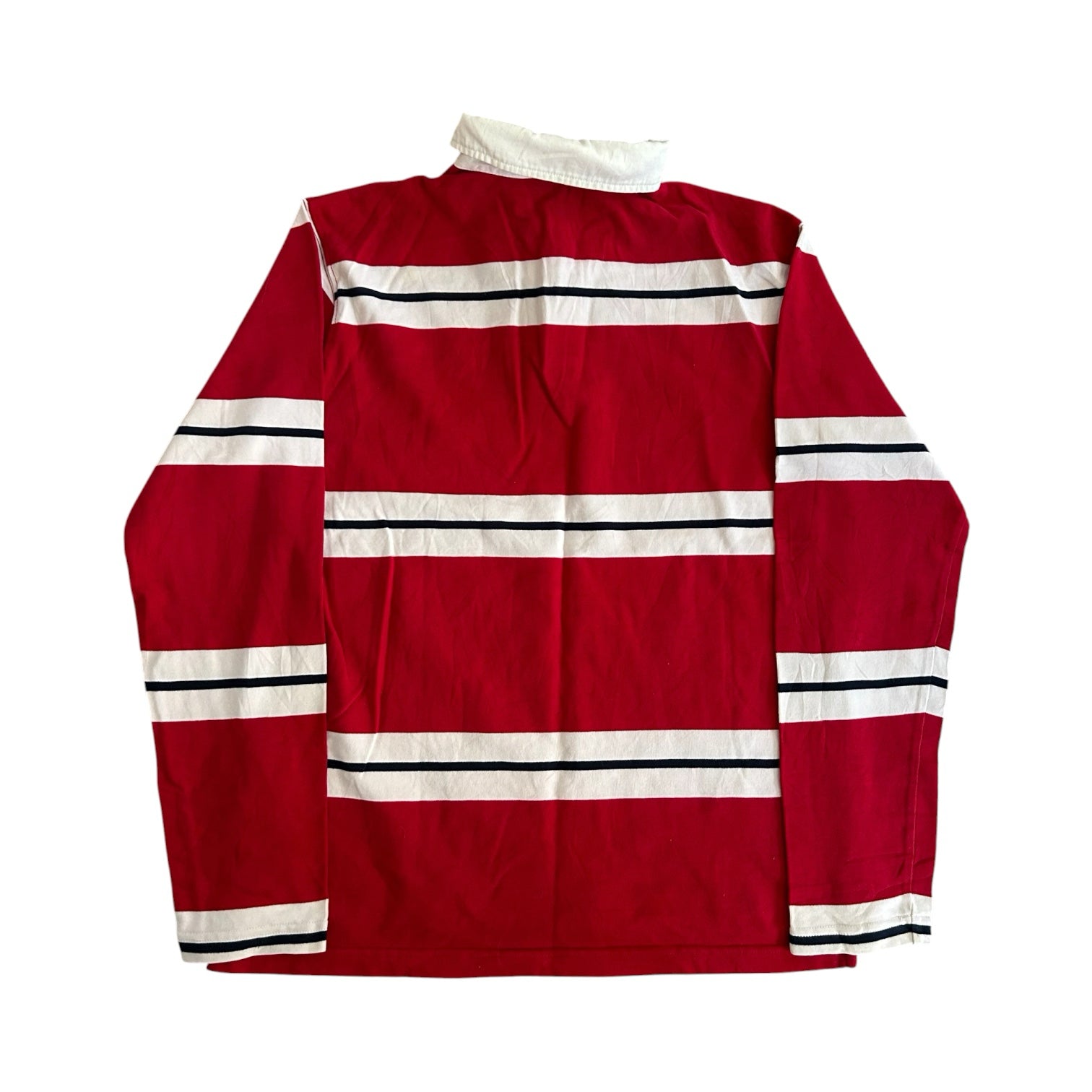 Medium Quebramar Red and White Striped Rugby Shirt