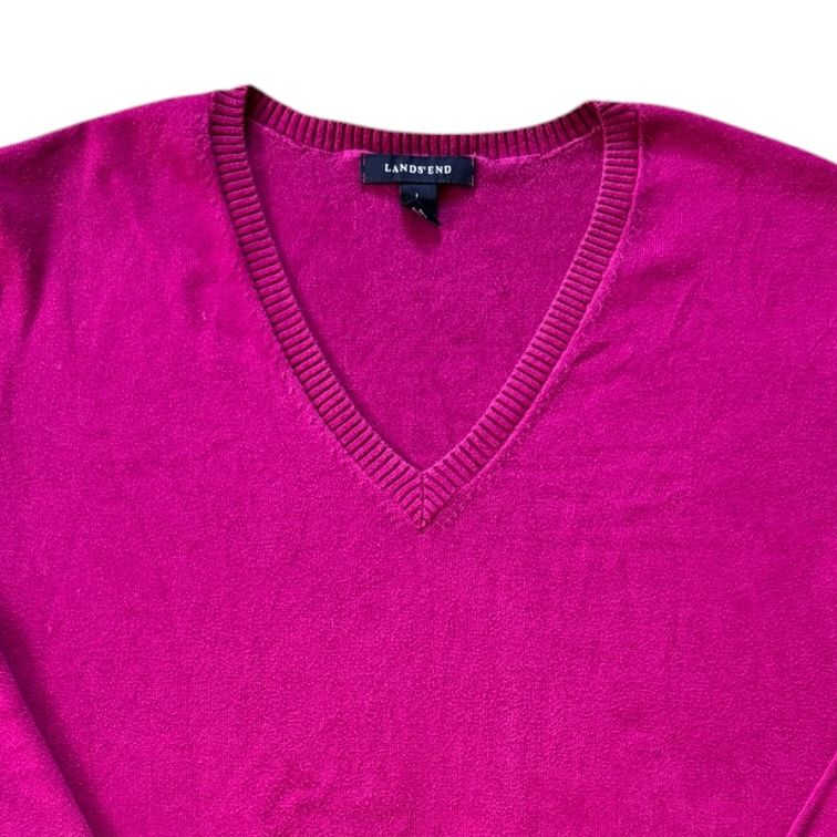 Woman's Large Lands' End Pink V-Neck Jumper