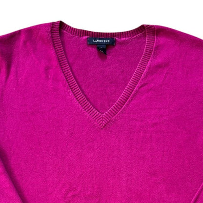 Woman's Large Lands' End Pink V-Neck Jumper