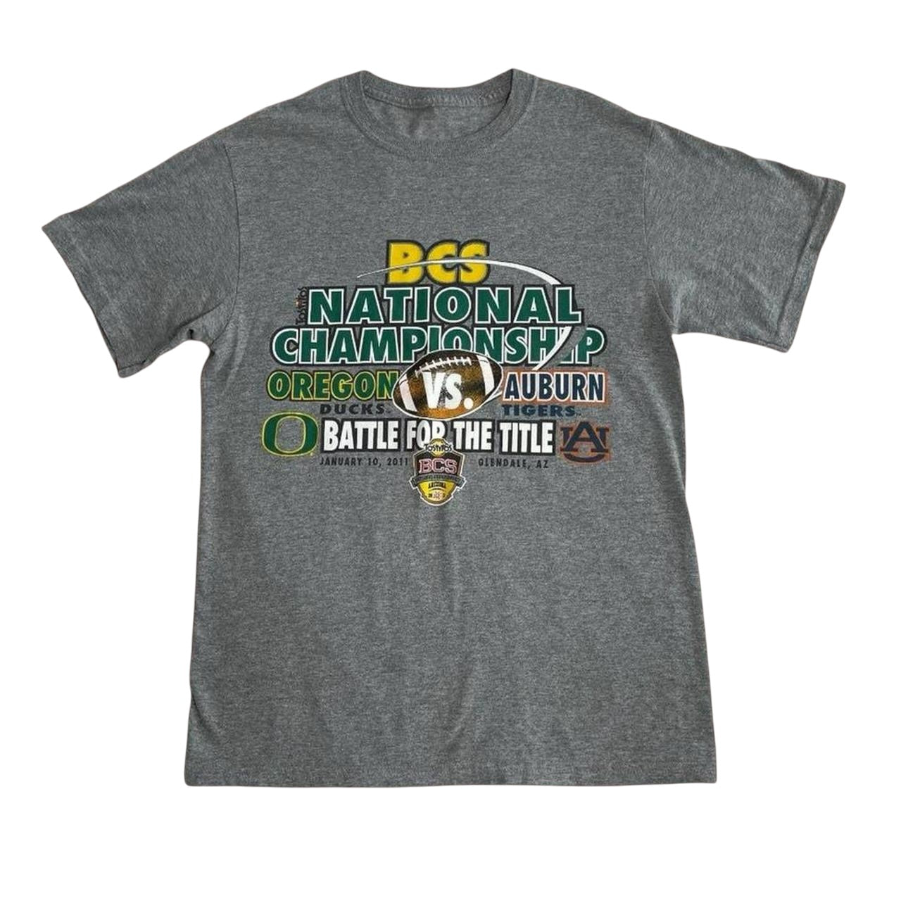 Extra small Russell Athletic Grey Oregon vs Auburn NFL T-Shirt