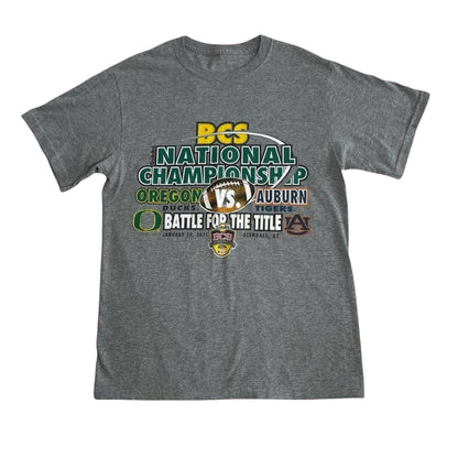 Extra small Russell Athletic Grey Oregon vs Auburn NFL T-Shirt