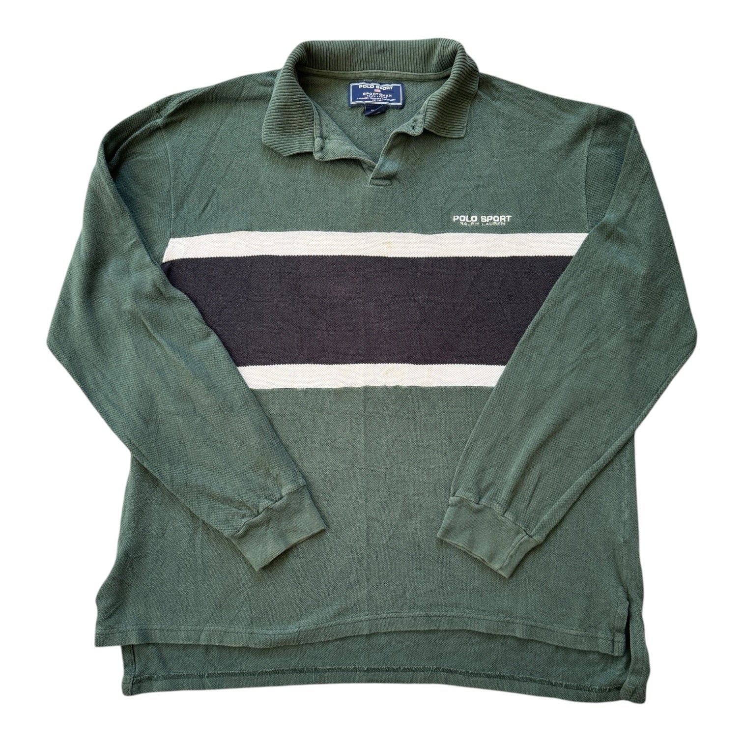 Large Ralph Lauren Polo Sport Green Long Sleeved Polo Shirt