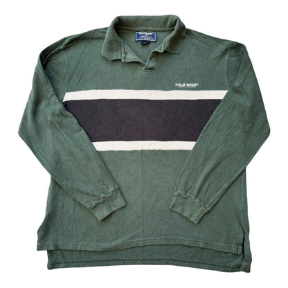 Large Ralph Lauren Polo Sport Green Long Sleeved Polo Shirt