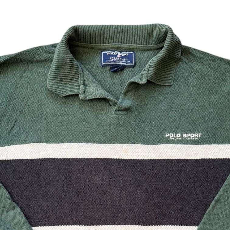 Large Ralph Lauren Polo Sport Green Long Sleeved Polo Shirt
