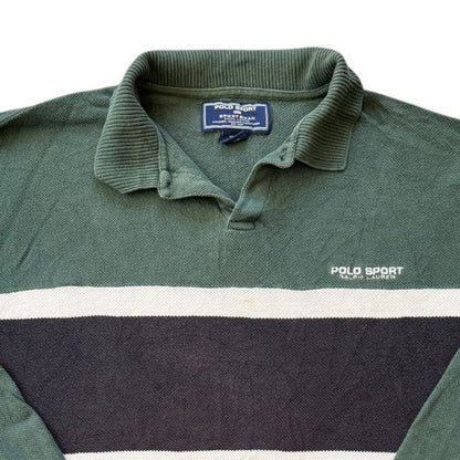 Large Ralph Lauren Polo Sport Green Long Sleeved Polo Shirt