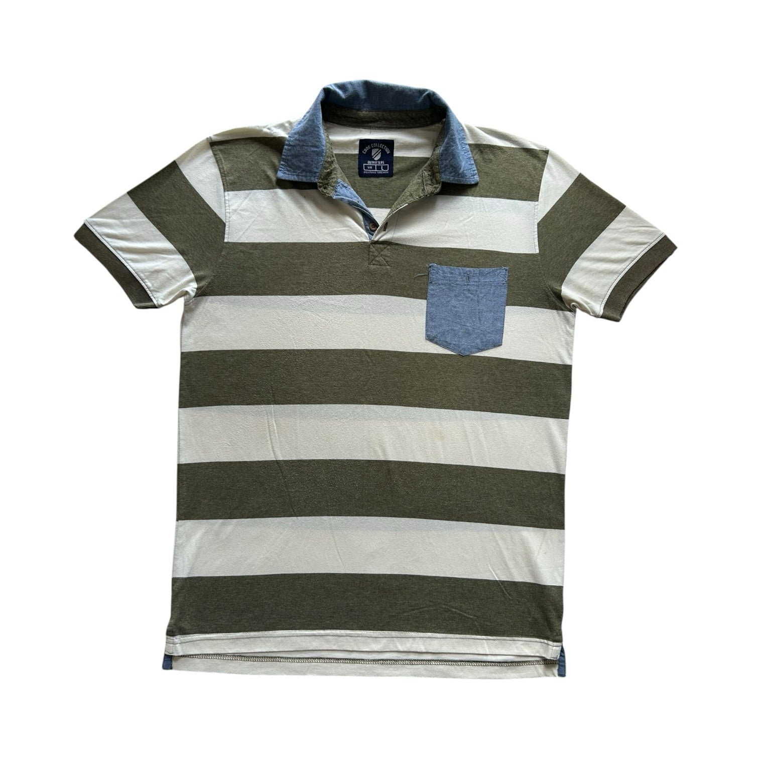 Large Code Collection Green and Beige Short Sleeved Rugby Shirt