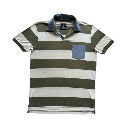 Large Code Collection Green and Beige Short Sleeved Rugby Shirt