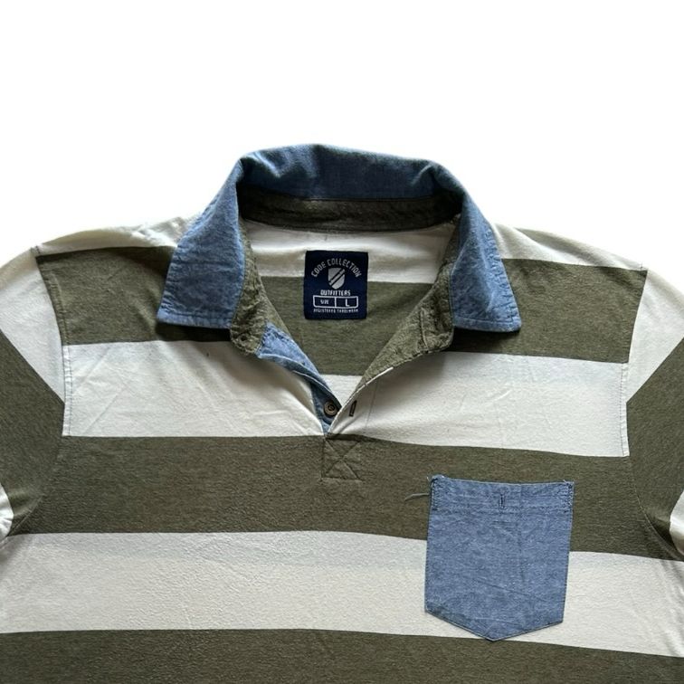 Large Code Collection Green and Beige Short Sleeved Rugby Shirt