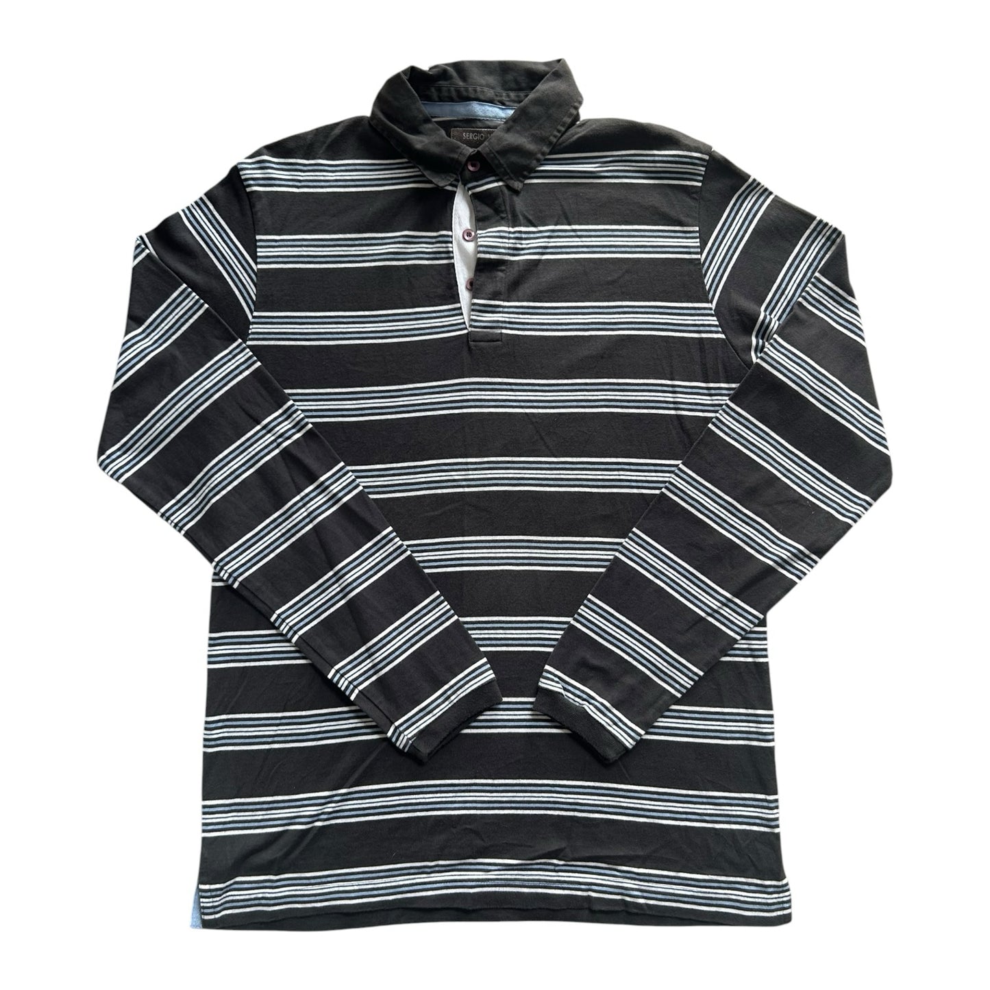 Large Sergio Vitti Black and Blue Rugby Shirt
