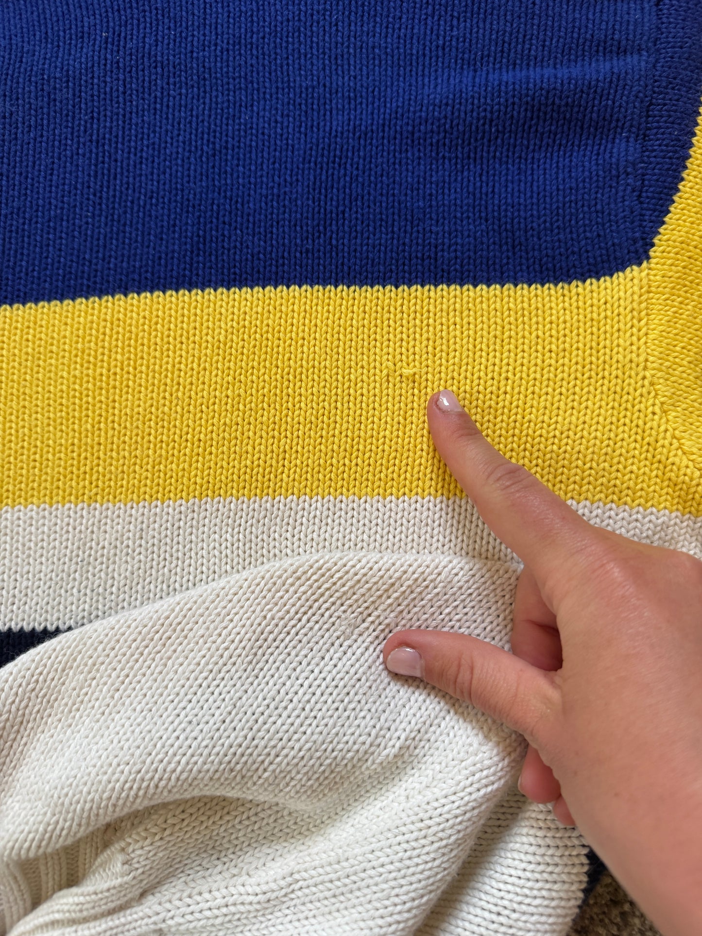 Extra large 90's Ralph Lauren White, Blue, Yellow and Black Knitted Jumper