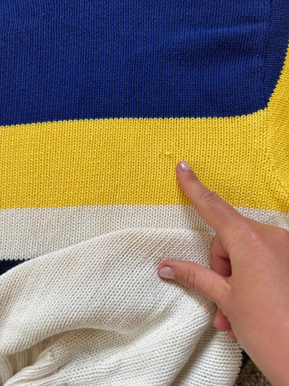 Extra large 90's Ralph Lauren White, Blue, Yellow and Black Knitted Jumper