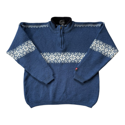 Extra large Gjestal Norwegian Wool Fair Isle 1/4 Zip Jumper