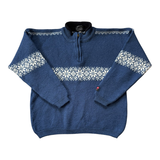 Extra large Gjestal Norwegian Wool Fair Isle 1/4 Zip Jumper