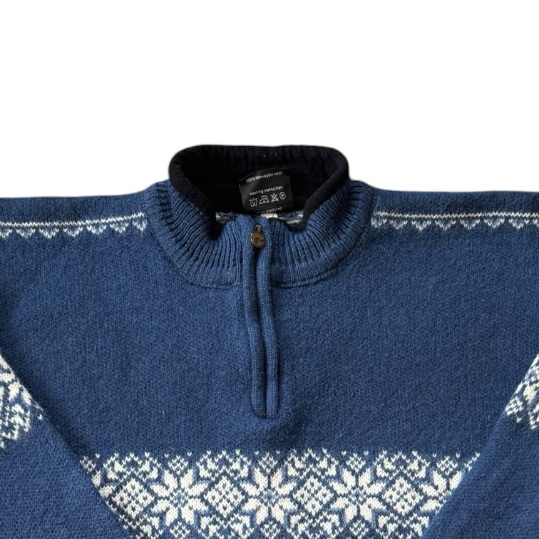 Extra large Gjestal Norwegian Wool Fair Isle 1/4 Zip Jumper