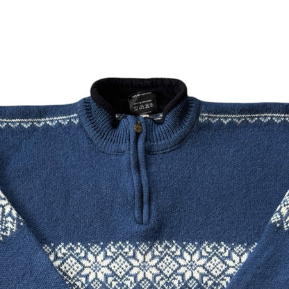 Extra large Gjestal Norwegian Wool Fair Isle 1/4 Zip Jumper