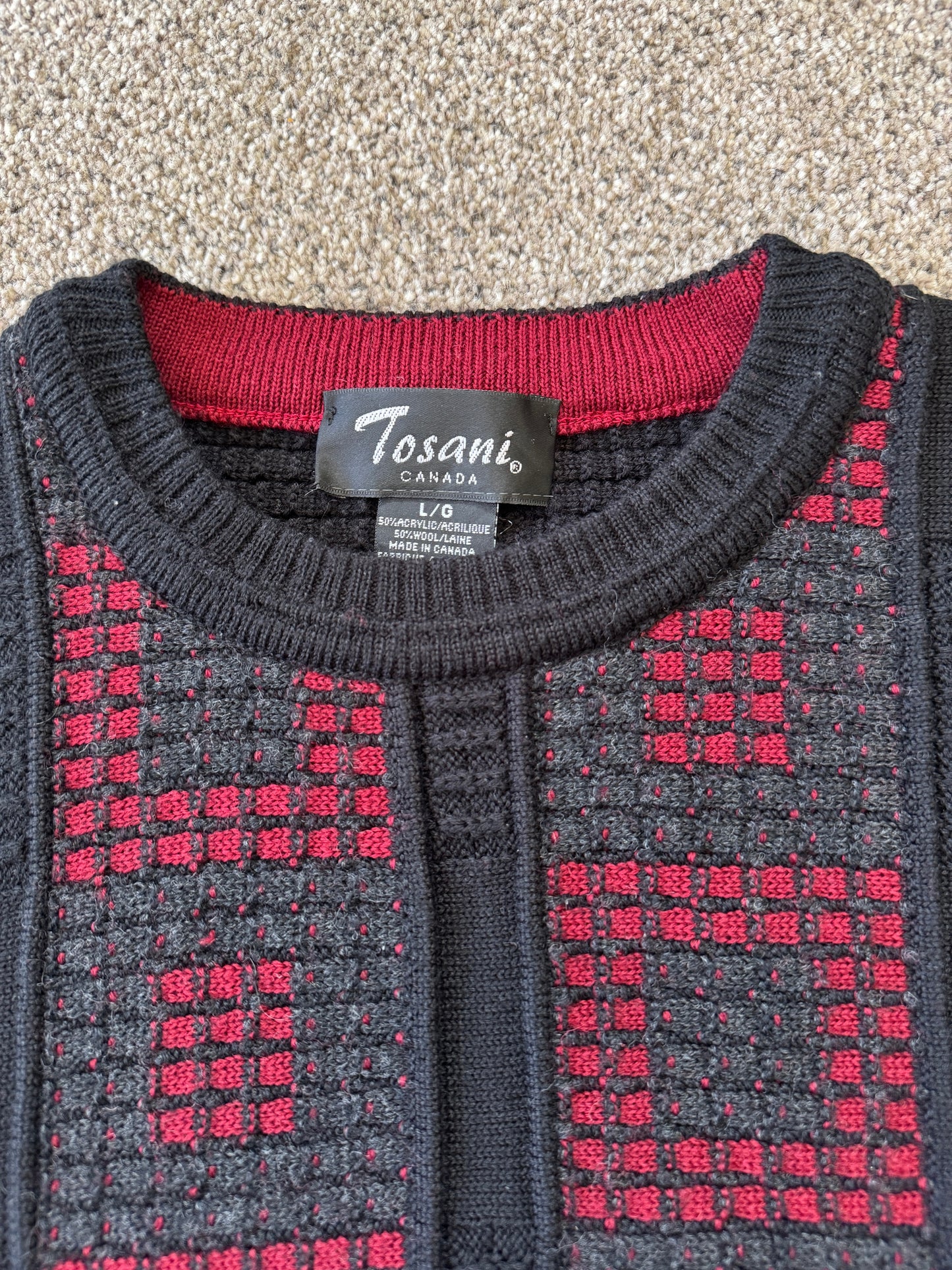 Large Tosani Black and Red Funky Knit