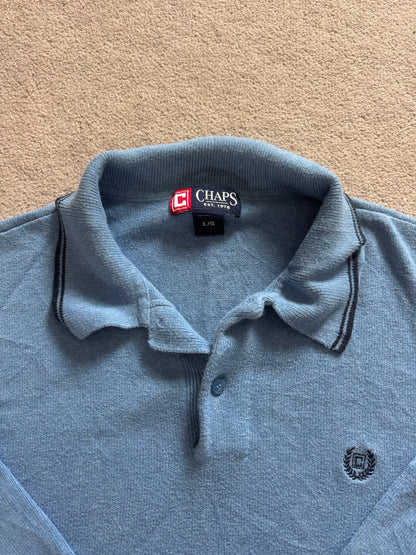 Large Chaps Blue Knitted Polo Shirt
