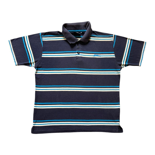 Medium Slazenger Navy Striped Polo Shirt