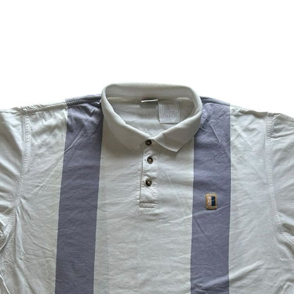 Large Nike Court White and Purple Striped Polo Shirt