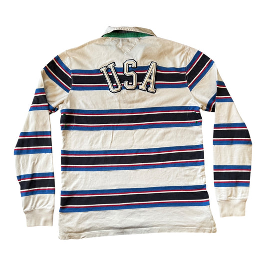 Rare Extra large Tommy Hilfiger White USA Rugby Shirt