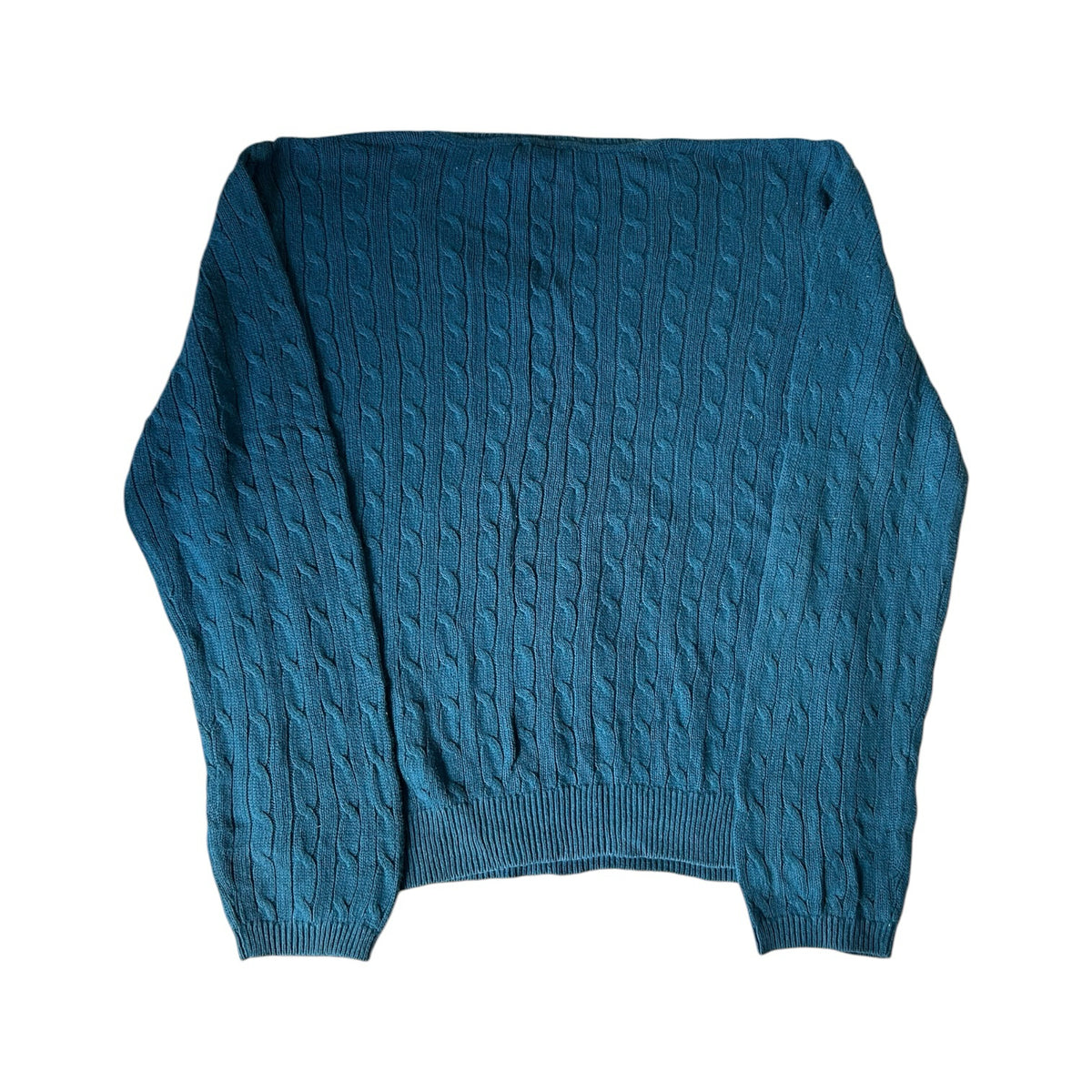 Woman's Extra large Nautica Blue V-Neck Cable Knit Jumper