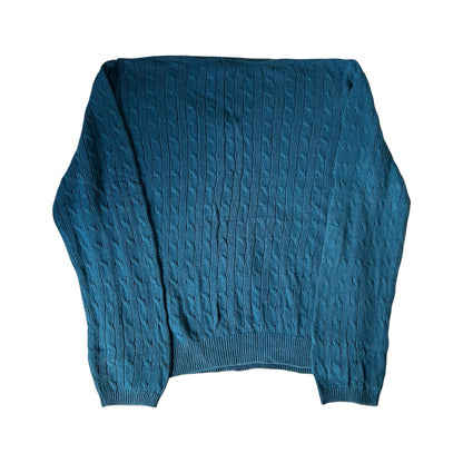 Woman's Extra large Nautica Blue V-Neck Cable Knit Jumper
