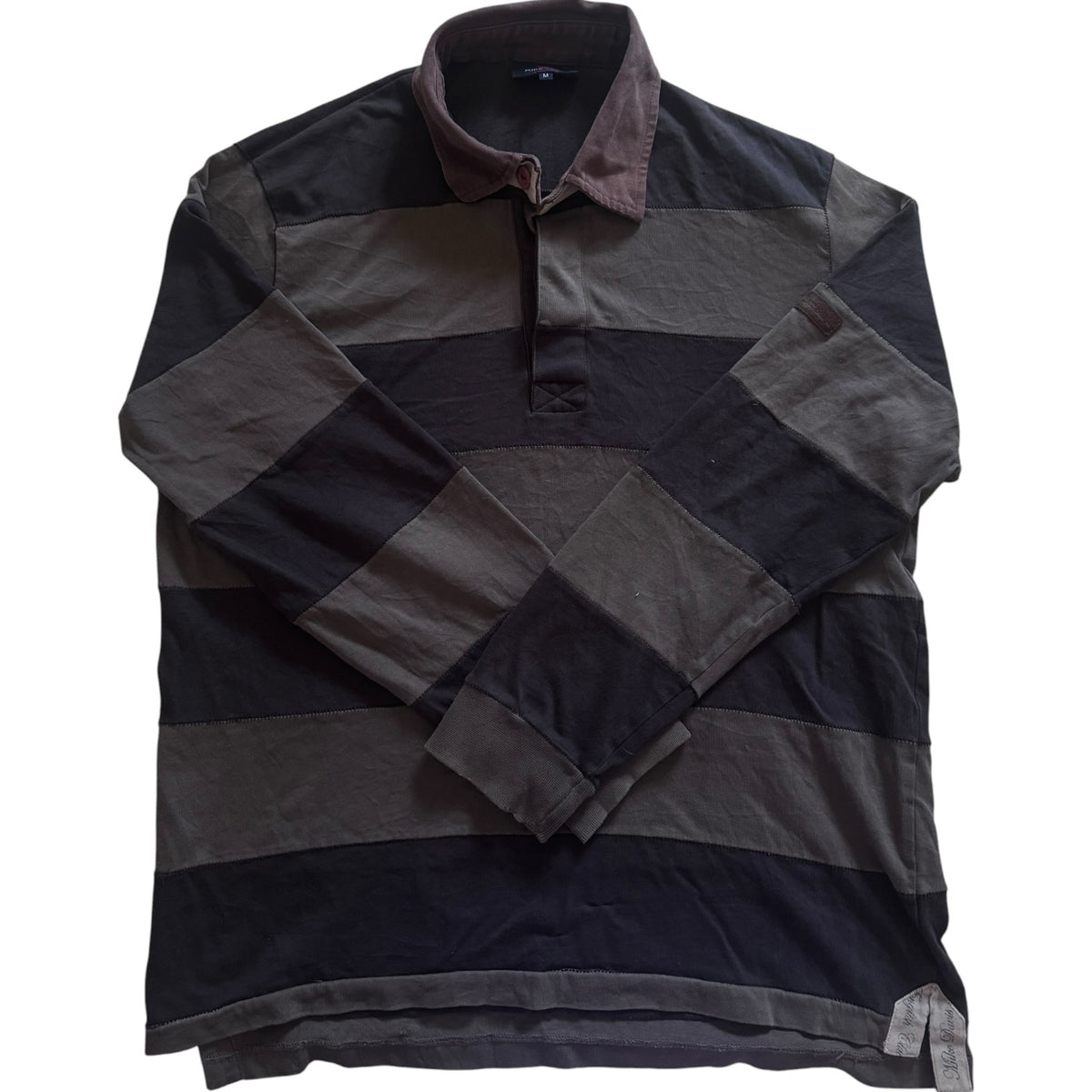 Medium Mike Davis Brown Striped Rugby Shirt