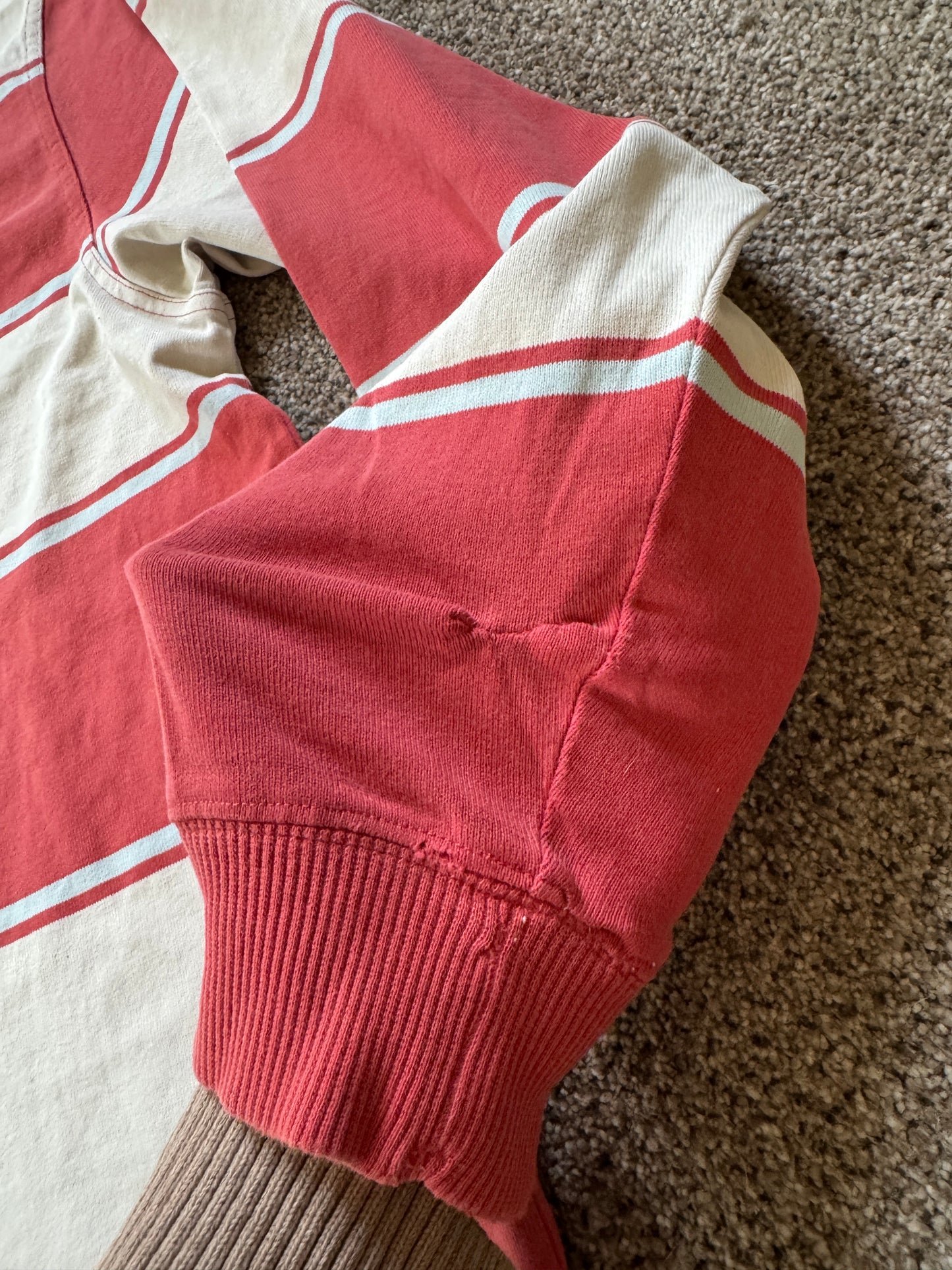 Extra large Gant Red and White Rugby Shirt - repaired