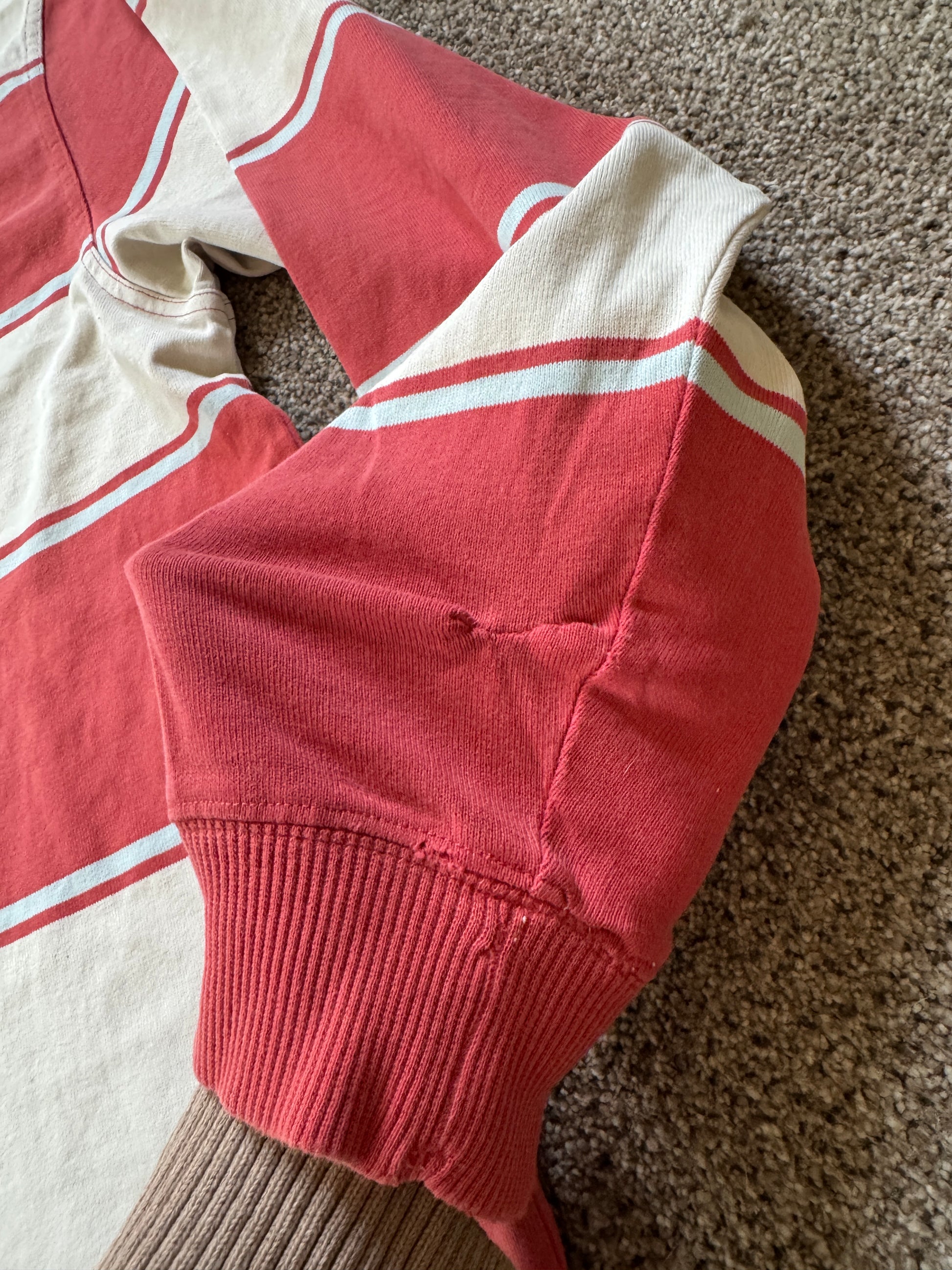 Extra large Gant Red and White Rugby Shirt - repaired