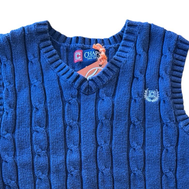 Aged 8 Chaps Navy Cable Knit Sweater Vest