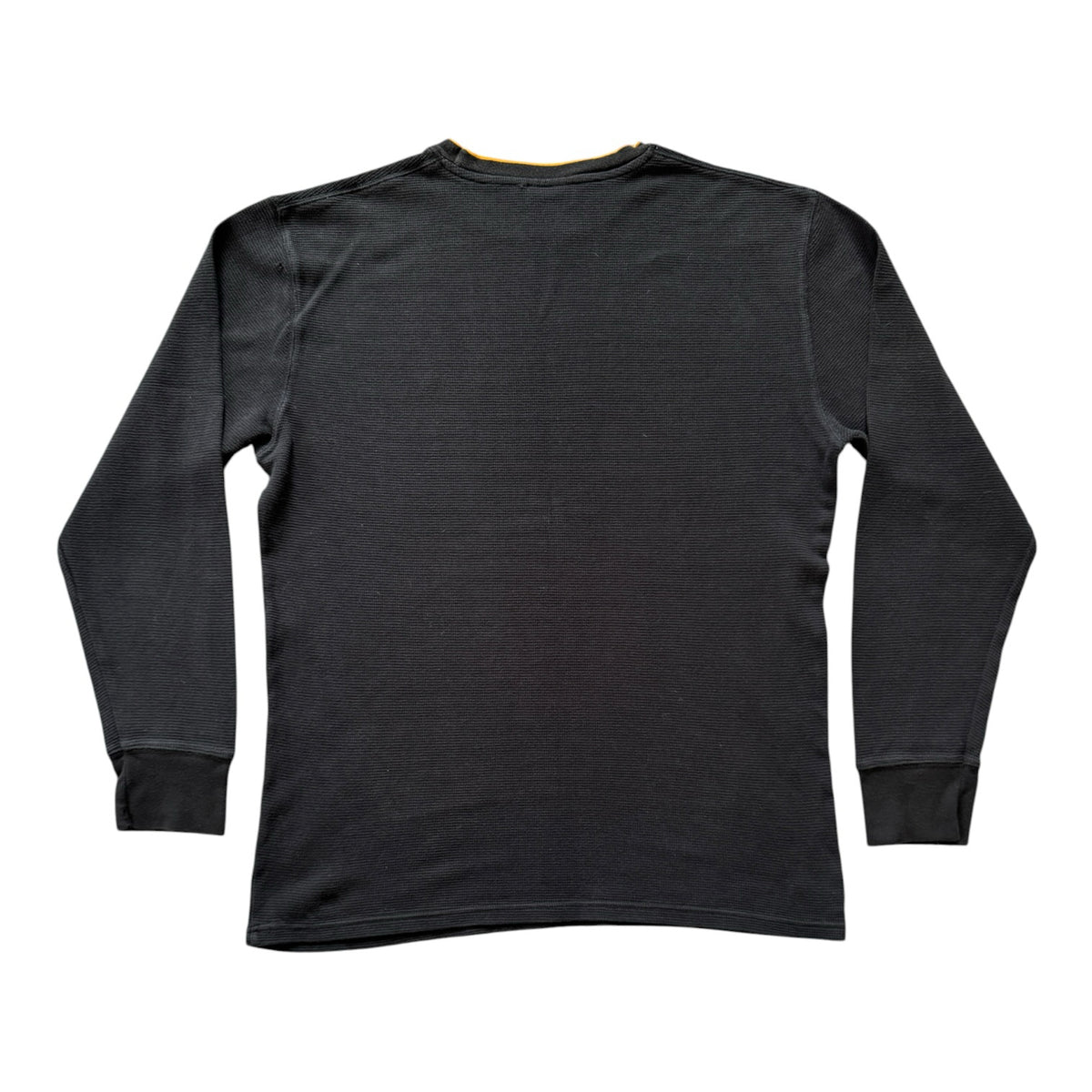 Large Ralph Lauren Black Waffle Knit Thin Sweatshirt