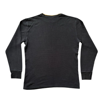 Large Ralph Lauren Black Waffle Knit Thin Sweatshirt