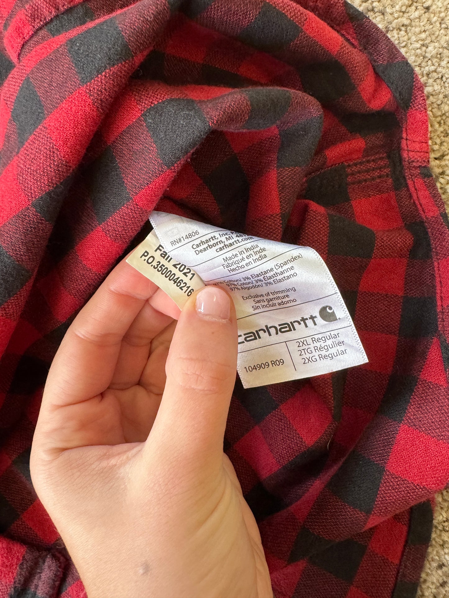 XXL Carhartt Red Rugged Flex Flannel Shirt