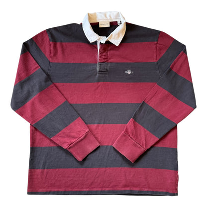 Extra large Gant Burgundy Red and Charcoal Rugby Shirt